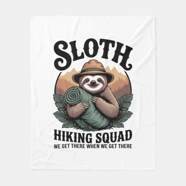Sloth WanderSquad Funny Camping Fleecedecke (Vorderseite)