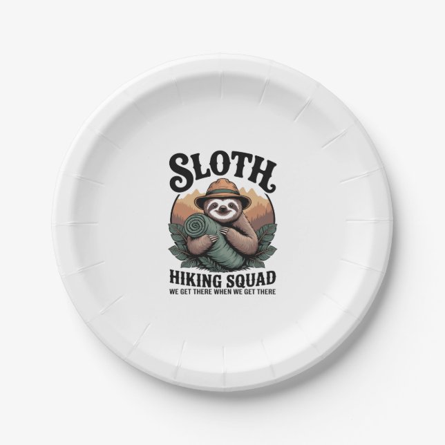 Sloth WanderSquad Funny Camping Pappteller (Vorderseite)
