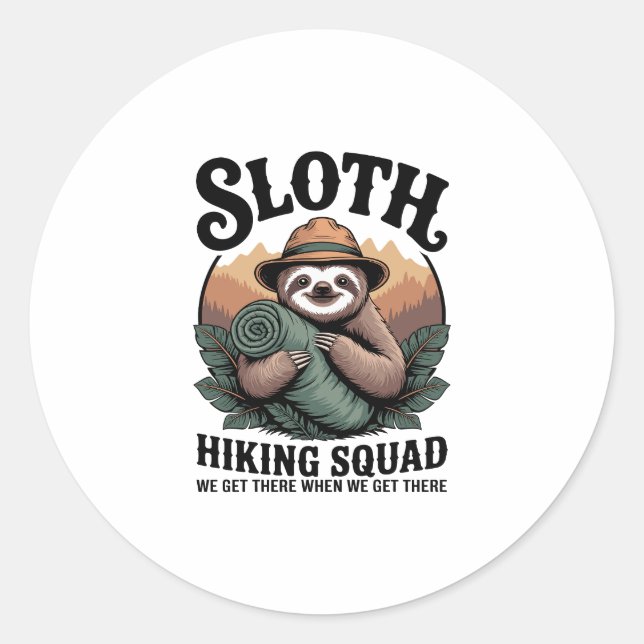 Sloth WanderSquad Funny Camping Runder Aufkleber (Vorderseite)