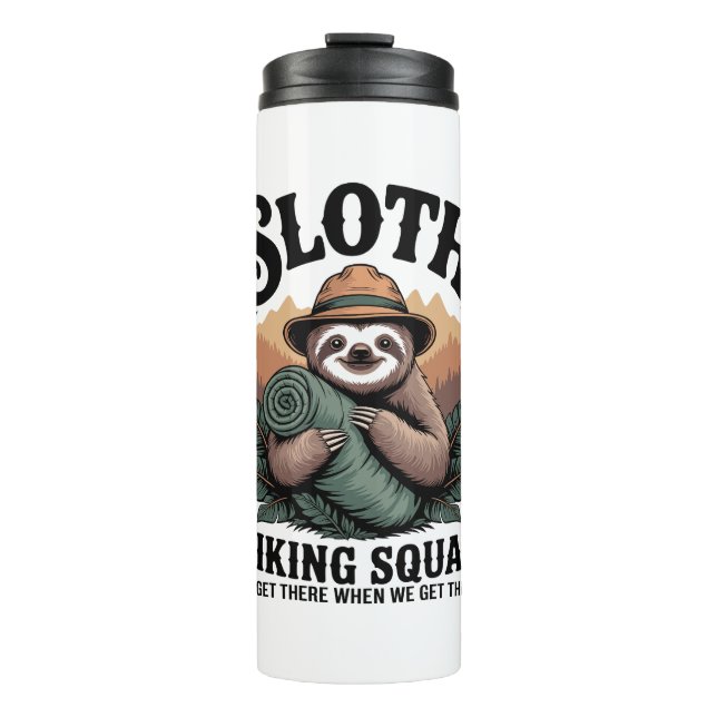 Sloth WanderSquad Funny Camping Thermosbecher (Vorderseite)