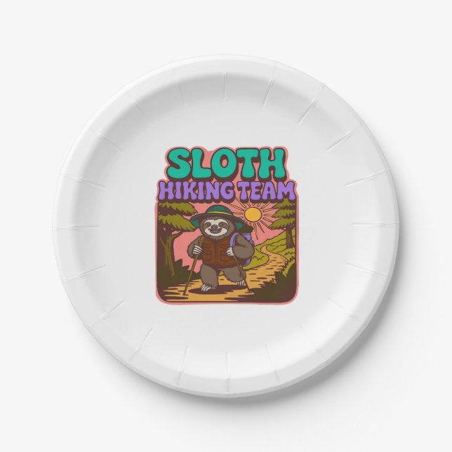 Sloth Wanderteam Oversifizierter T - Shirt Pappteller (Vorderseite)