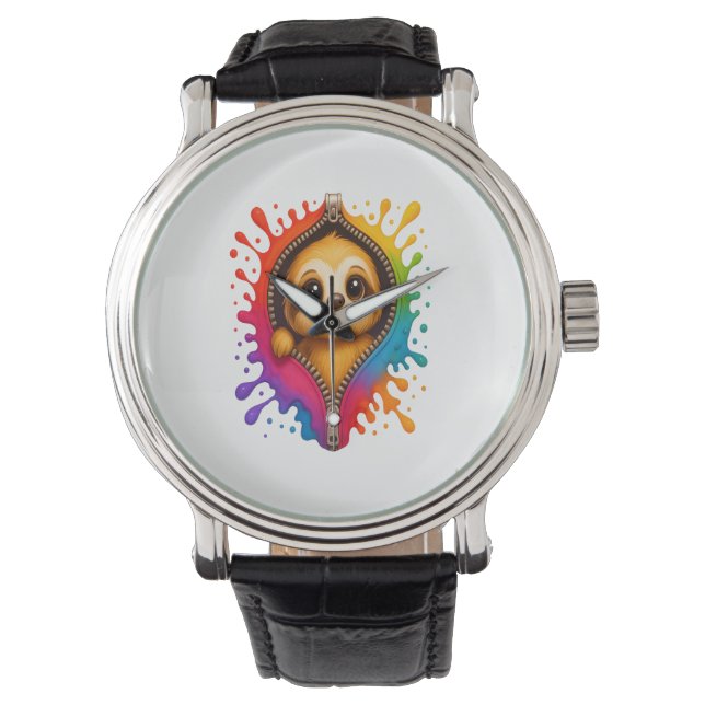 Sloth Watercolor Armbanduhr (Vorderseite)