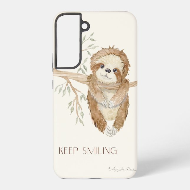 Sloth Watercolor Boho Behielt Lächelndes Baumblatt Samsung Galaxy Hülle (Rückseite)