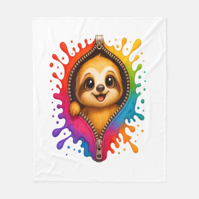 Sloth Watercolor Fleecedecke (Vorderseite)