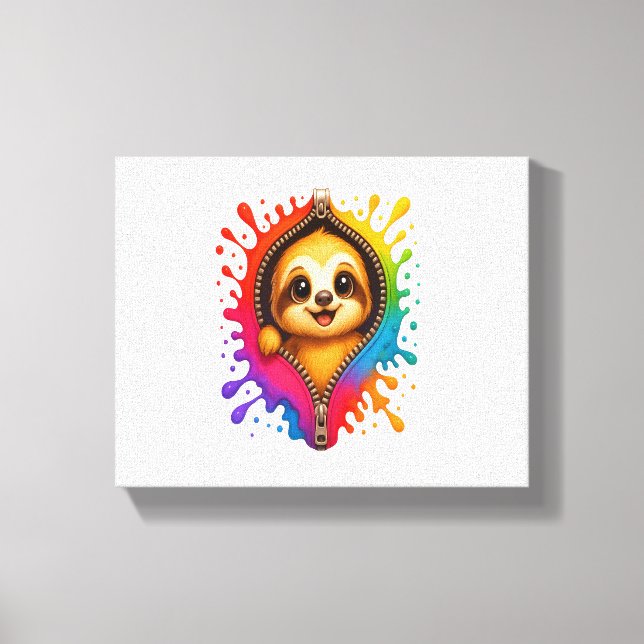 Sloth Watercolor Leinwanddruck (Vorderseite)