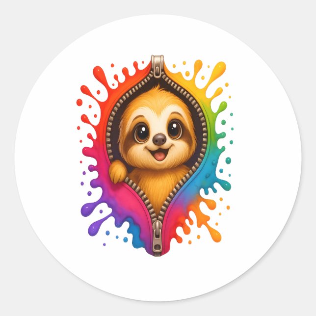 Sloth Watercolor Runder Aufkleber (Vorderseite)