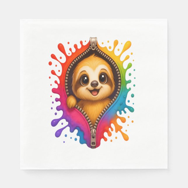 Sloth Watercolor Serviette (Vorderseite)