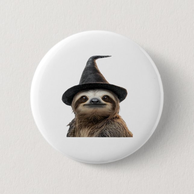 Sloth Wear Halloween Hexenhut Classic T - Shirt Button (Vorderseite)