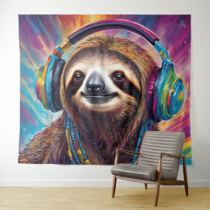 Sloth Wear Kopfhörer Wandteppich