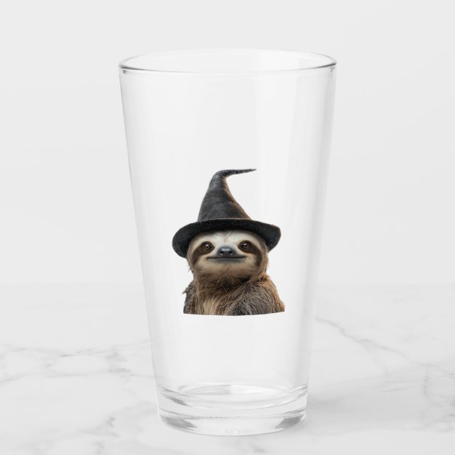 Sloth Wearing Halloween Witch Hat Classic T-Shirt Glas (Vorderseite)