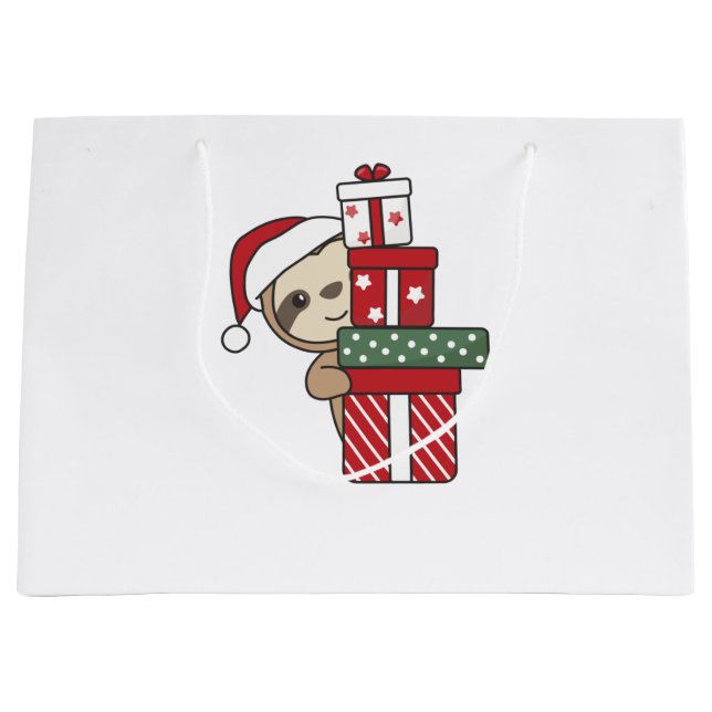Sloth Weihnachtsgeschenk Winterspiele Große Geschenktüte (Vorderseite)