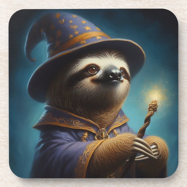 Sloth Wizard Getränkeuntersetzer (Vorderseite)