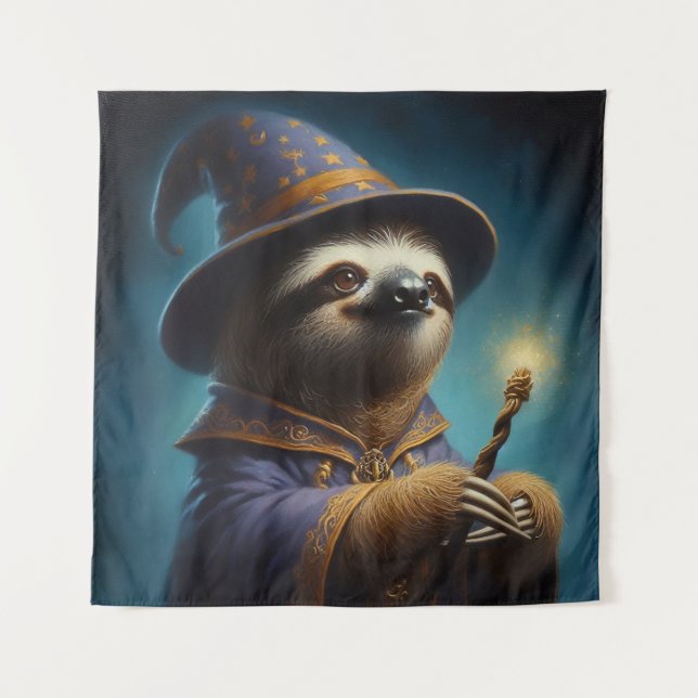 Sloth Wizard Wandteppich (Vorderseite)