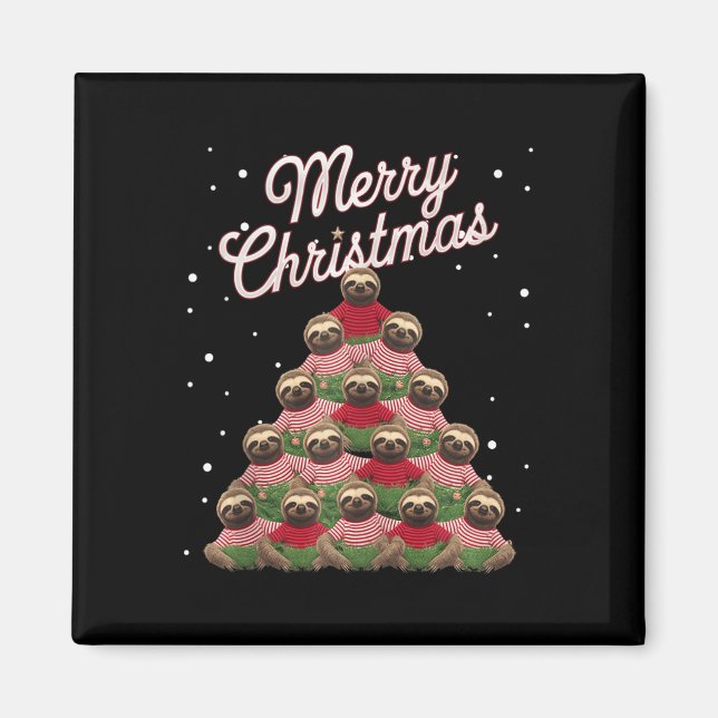 Sloth Xmas Tree Sloths Weihnachtsbaum Tank Top Magnet (Vorne)
