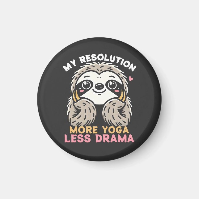 Sloth Yoga Magnet - Plus de Yoga Moins de drame (Devant)