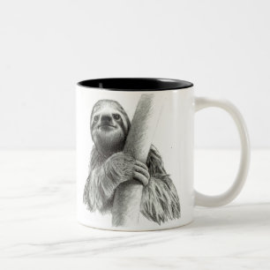 Sloth zeichnend Hintergrund Zweifarbige Tasse