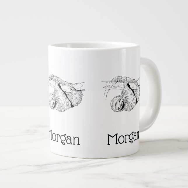 Sloth Zeichnend Lithograph #1 Jumbo-Tasse (Vorderseite Rechts)