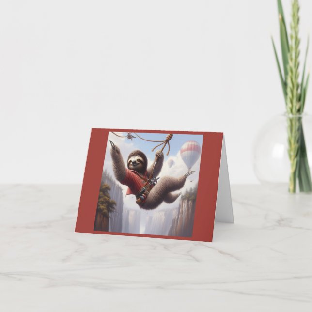 Sloth Ziplining Karte (Vorderseite)