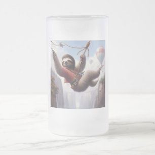 Sloth Ziplining Mattglas Bierglas