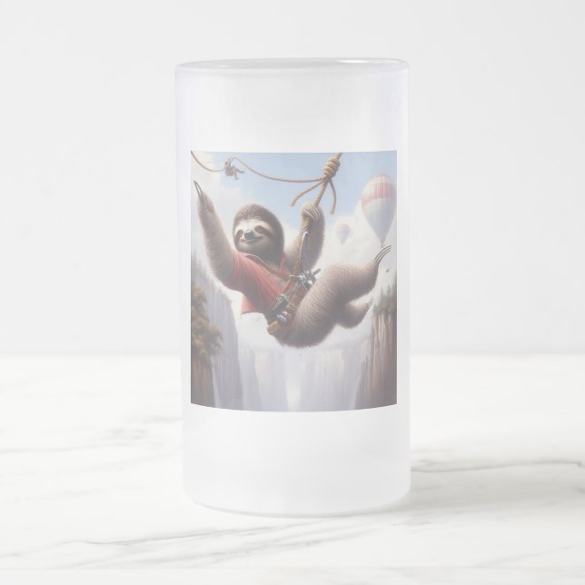 Sloth Ziplining Mattglas Bierglas (Mittel)