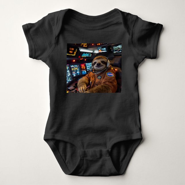 SlothCommander in Space Bodysuit Baby Strampler (Vorderseite)
