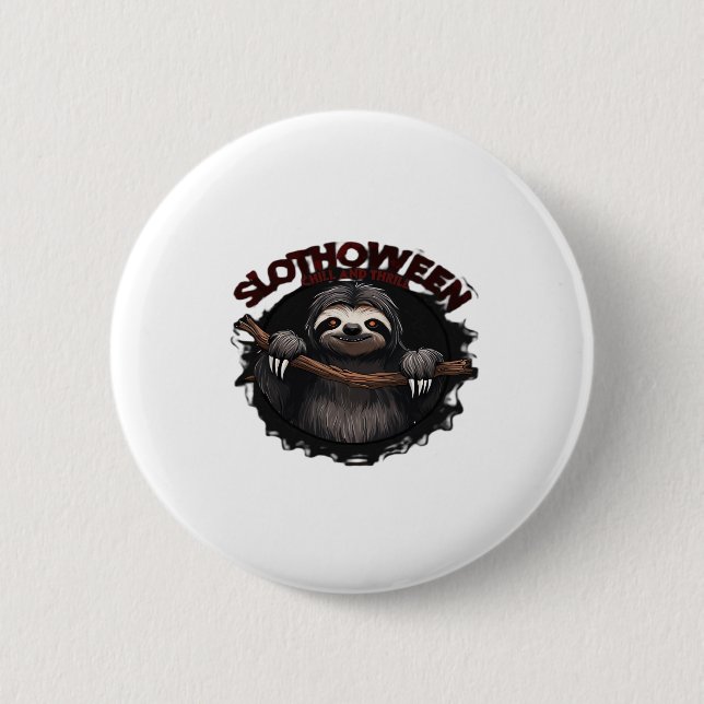 Slothoween Chill and Thrill - Creepy Sloth Classic Button (Vorderseite)