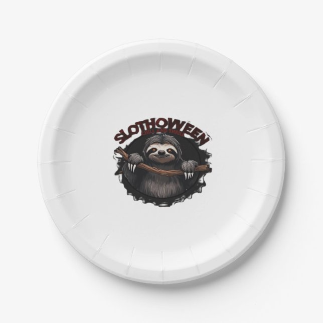 Slothoween Chill and Thrill - Creepy Sloth Classic Pappteller (Vorderseite)