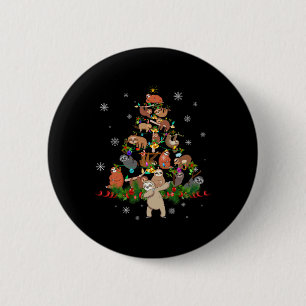 Sloths Christmas Tree Lights Fun Sloths Xmas Gesch Button