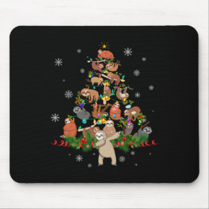Sloths Christmas Tree Lights Fun Sloths Xmas Gesch Mousepad