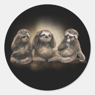 Sloths Drinken Wein Sarcastic Geschenk für Wein Lo Runder Aufkleber
