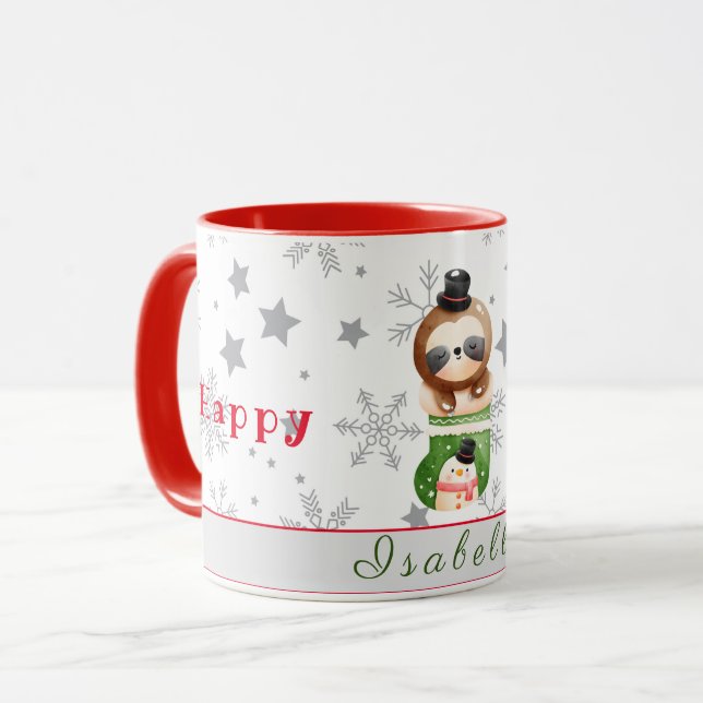 Sloths Holidays Anpassen von Text und Namen Tasse (Vorderseite Links)