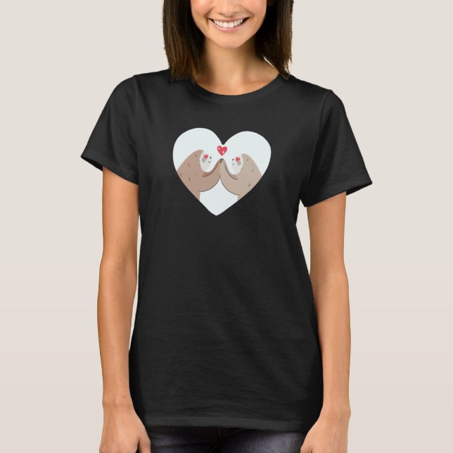 sloths with hearts in the heart for sloth friends T-Shirt (Vorderseite)
