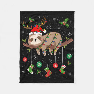Sloths Xmas Lighting Rentier Weihnachtsmannmütze S Fleecedecke