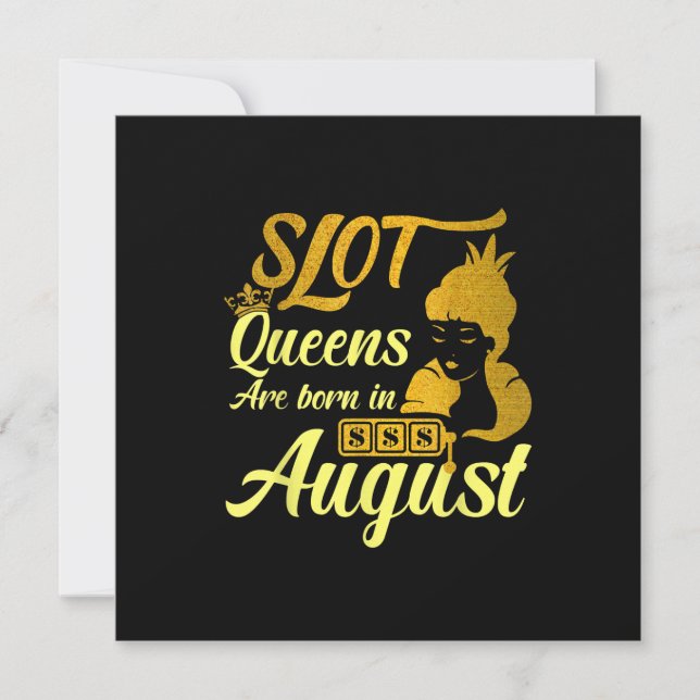 Slotmaschine Königin August Geburtstag Einladung (Vorderseite)