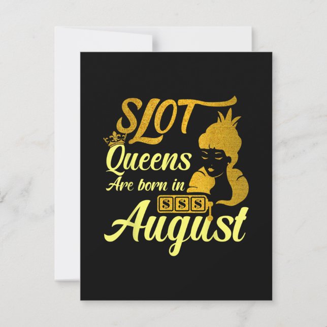 Slotmaschine Königin August Geburtstag Einladung (Vorderseite)
