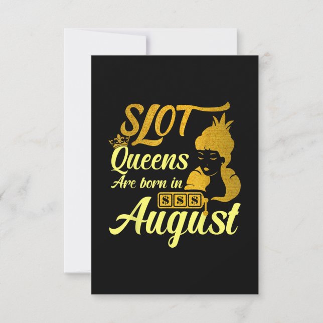 Slotmaschine Königin August Geburtstag Einladung (Vorderseite)
