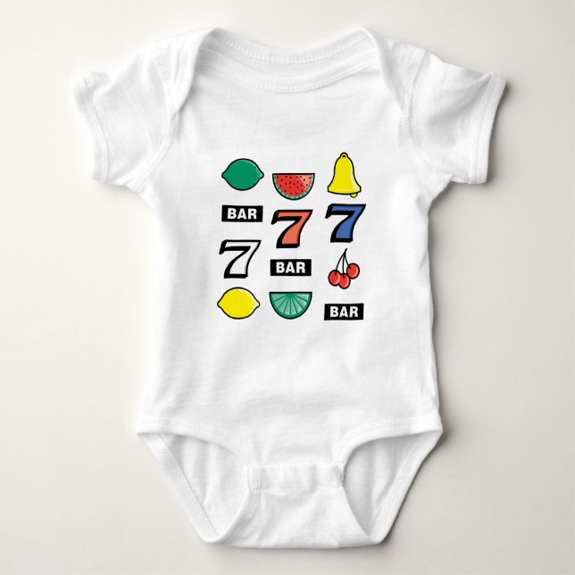 Slotmaschine spielt Früchte - spielen, um Charme z Baby Strampler (Vorderseite)
