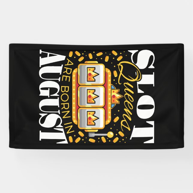 Slots Queens sind Geboren im August Birthday Casin Banner (Horizontal)