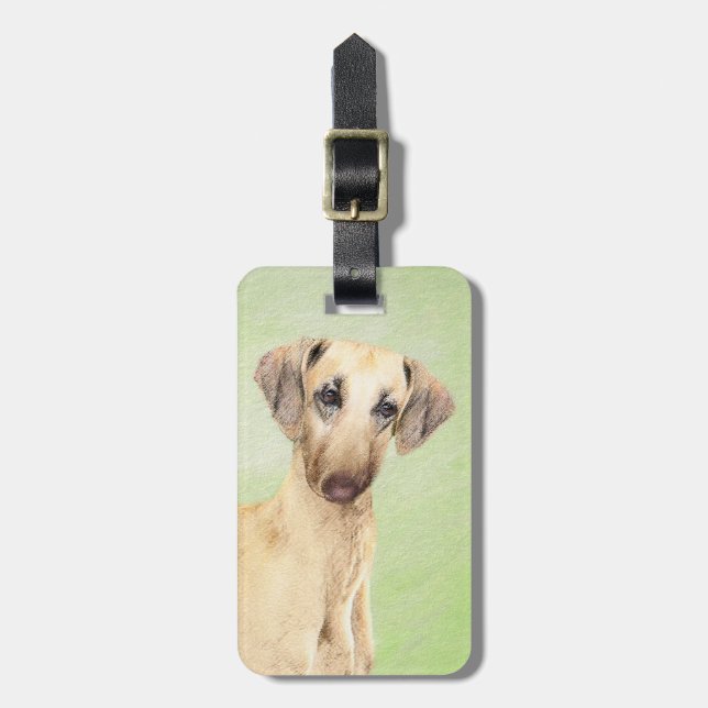 Sloughis-Malerei - Niedliche Original Hunde-Kunst Gepäckanhänger (Vorderseite vertikal)