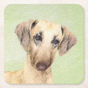 Sloughis-Malerei - Niedliche Original Hunde-Kunst Rechteckiger Pappuntersetzer