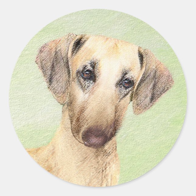 Sloughis-Malerei - Niedliche Original Hunde-Kunst Runder Aufkleber (Vorderseite)