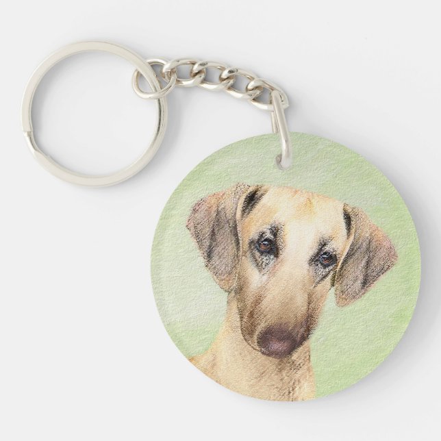 Sloughis-Malerei - Niedliche Original Hunde-Kunst Schlüsselanhänger (Vorderseite)