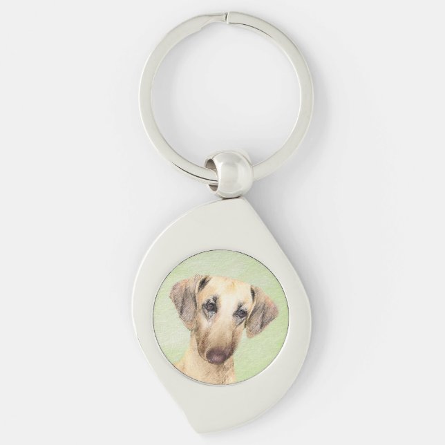 Sloughis-Malerei - Niedliche Original Hunde-Kunst Schlüsselanhänger (Vorderseite)