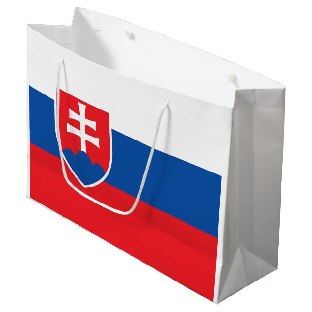 Slovakia Flag Große Geschenktüte (Vorderseite Schrägansicht)