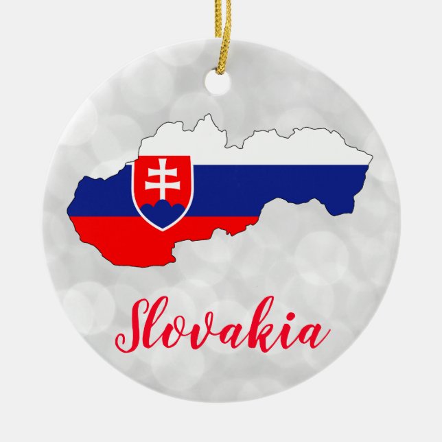 Slovakia Slovak Flag Map Christmas Keramik Ornament (Vorne)