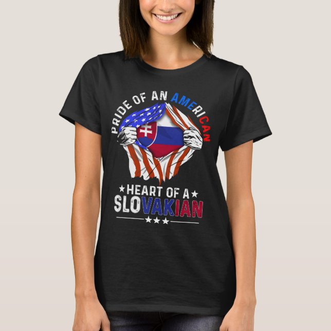 Slovakian American Foreign Slovakia Flag T-Shirt (Vorderseite)