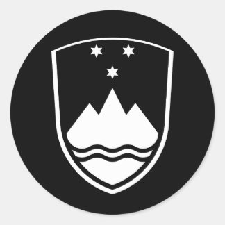 Slovenia coat of arms, simple, black and white runder aufkleber