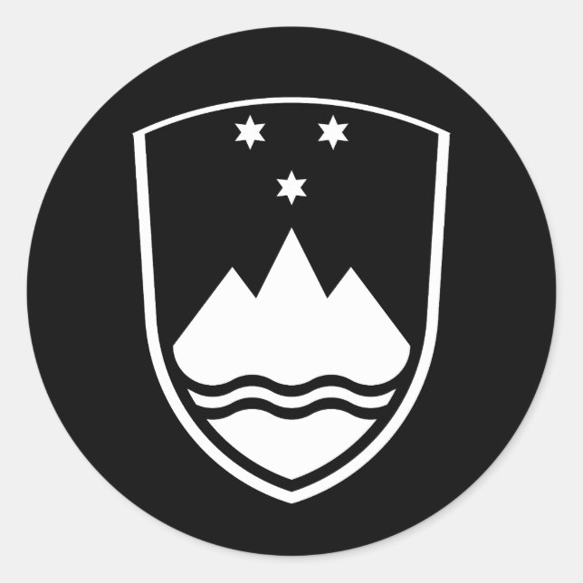 Slovenia coat of arms, simple, black and white runder aufkleber (Vorderseite)