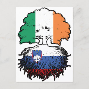 Slovenia Slovenian Irish Ireland Tree Roots Flag Postkarte