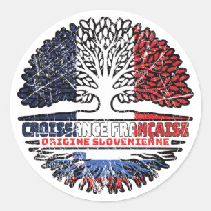 Slovenien France Tree Roots Flag Runder Aufkleber